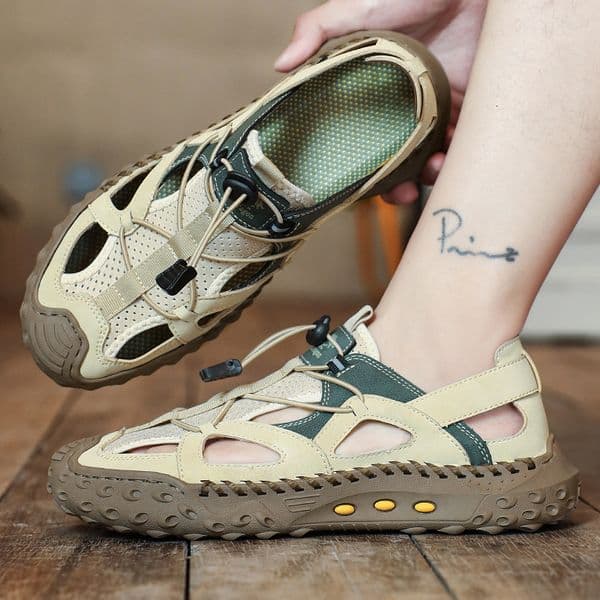 2026 Summer Bestseller: Ultra-fiber Hollow Waterproof Mountaineering Men's Outdoor Closed-toe Sandals