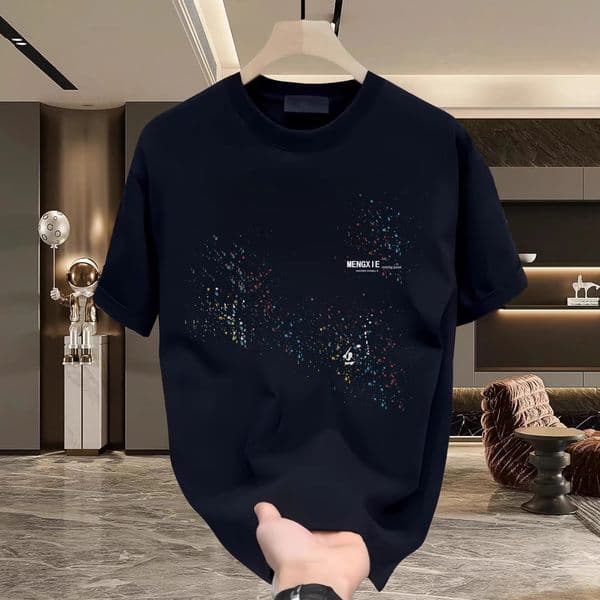 summer hong kong style casual fashion cotton short sleeve tshirt mens trendy brand creative printing crew neck loose versatile top
