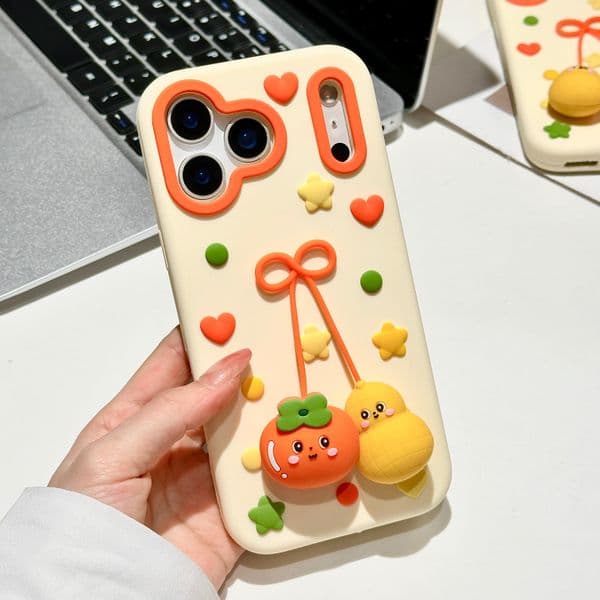 Good Luck Peanut Pendant Phone Case For iPhone 17 16 15 14 13 12 Pro Max Plus Silicone Protective Cover