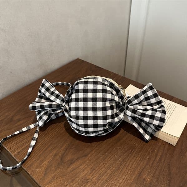 Bestseller Forest-Style Butterfly Girl Sweet Plaid Candy-Colored Unique Korean Simple Casual New Bowknot Crossbody Bag Ddmytues