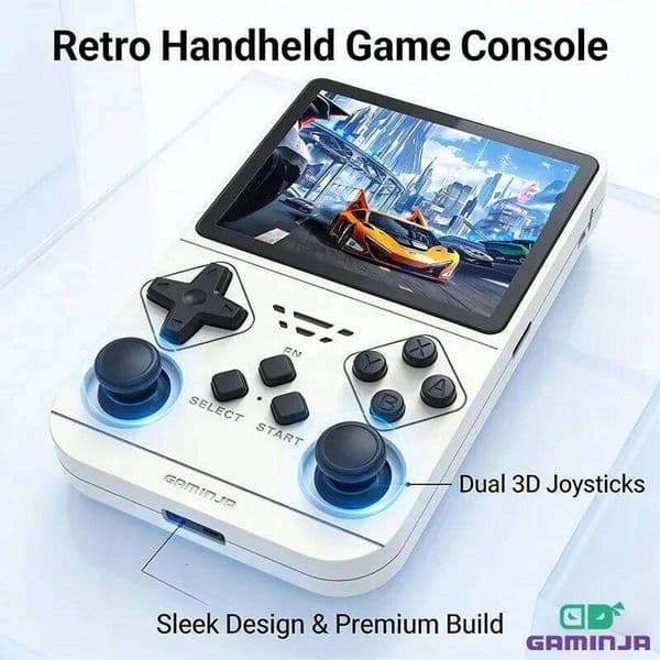 GAMINJA New Open Source Retro Handheld Video Game Console Buit in 64GB Card Emulator for 1/P/DC/N64/SS 3.5 Inch I Screen 26L0509