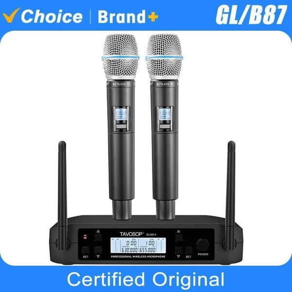 TAVOSOP GLXD4 B87 Professional Wireless Microphone UHF System Handheld Mic For Stage Speech Wedding Show Band Home Party Church S260508
