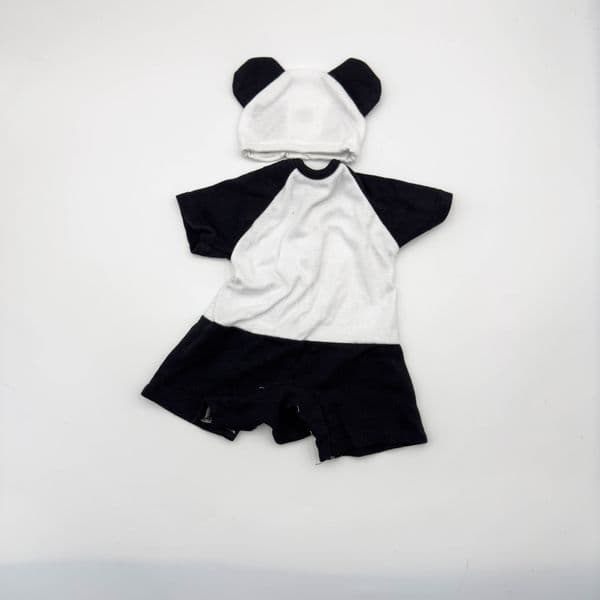 16-18 Inch 41-46cm Reborn Doll Set Panda Style Outfit with Panda Printed Hat Black and White Contrast Design Handmade Children Gift Suitable for 3+
