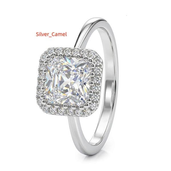 SY OEM Handmade Classic Design 925 Sterling Silver Rhodium Plated White Moissanite Cut 7x7mm Wedding Engagement Ring for Brides
