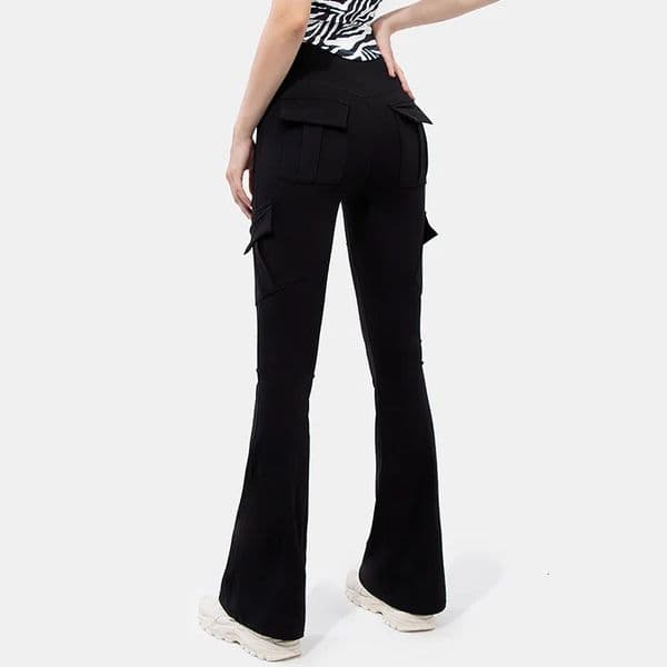 Women Casual Bootleg Yoga Pants Plus Size Workout Flare Leggings High Waist dungarees with Pockets Sports Wear 260509