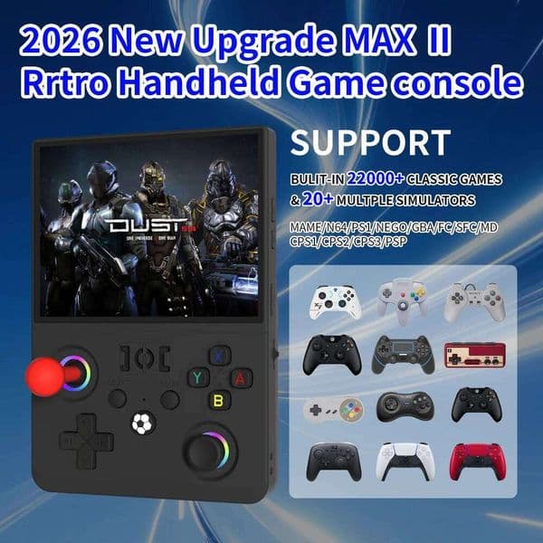 Newest R36MAX 4.5 Inch Retro Handheld Game Console 1024x768 IPS HD Screen Portable Open Source Linux System with 2*Joysticks W260511