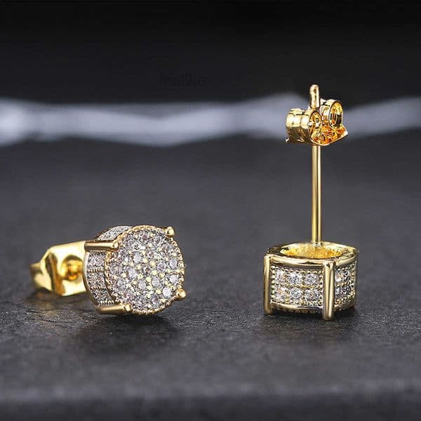 Zirconia Iced Out Cubic Stud Earrings Charm Gold Designer Jewelry Sterling Silver Square Round Heart CZ Diamond Ear Stud for Men Women Crystal Fine Jewelry Gift