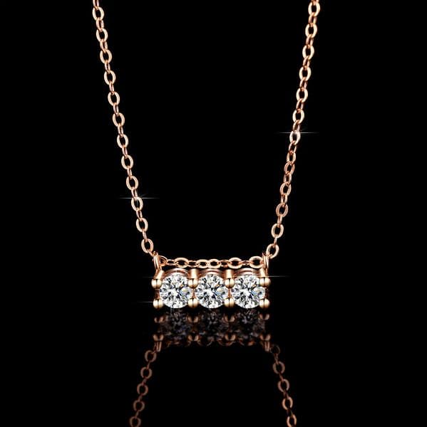 s925 moissanite ins necklace for women, bowknot straight necklace, silver pendant necklace pendant collarbone chain