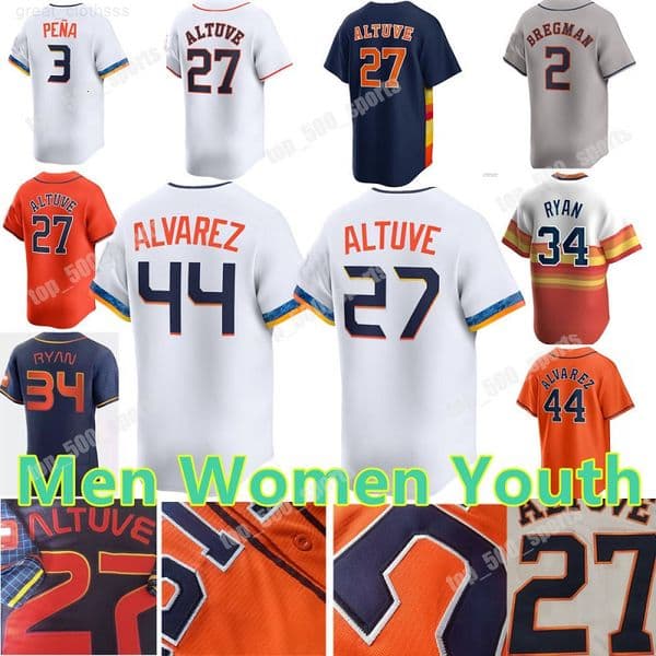 Custom Jersey Jose 27 Altuve Jeremy 3 Pena Yordan 44 Alvarez Nolan 34 Ryan Walker Bagwell Astros Men Women Youth Baseball