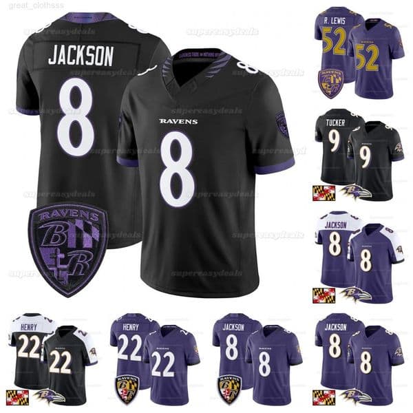 Big And Tall 8 Lamar Jackson Raven 2026 Football Jerseys Zay Flowers Derrick Henry Trey Hendrickson Malaki Starks Andrews Hamilton Roquan Smith Wiggins Green Lewis