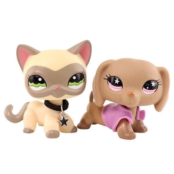2 pcs LPS Toys Little Pet Figure Shorthair Cat 1116 Dachshund 932 Kid Gift Collect Playset