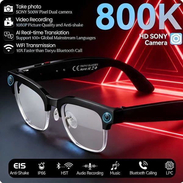 2026 New 8K HD AI Smart Glasses Men Chat GPT 800MP Camera Bluetooth Call AI Translation Voice Assistant Control Sunglasses Wome T260512