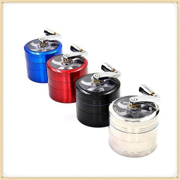 Wholesale Mini Travel Smoking 40mm 4Layer Metal Herb Grinder with Handle Hand Crank Zicn alloy colorful tobacco Grinder For smoking