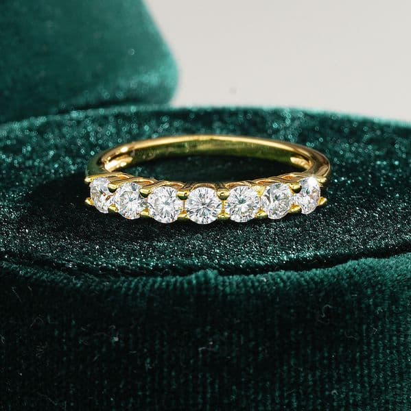 Bestseller Seven-star ring, circular 18K gold-plated moissanite S925 silver ring for women,