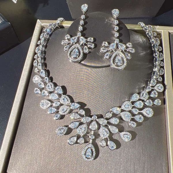 Shangmei Super Fairy Water Drop Tassel Earrings Full Diamond High-end Crown Necklace Elegant Set Light Luxury Ring for Women