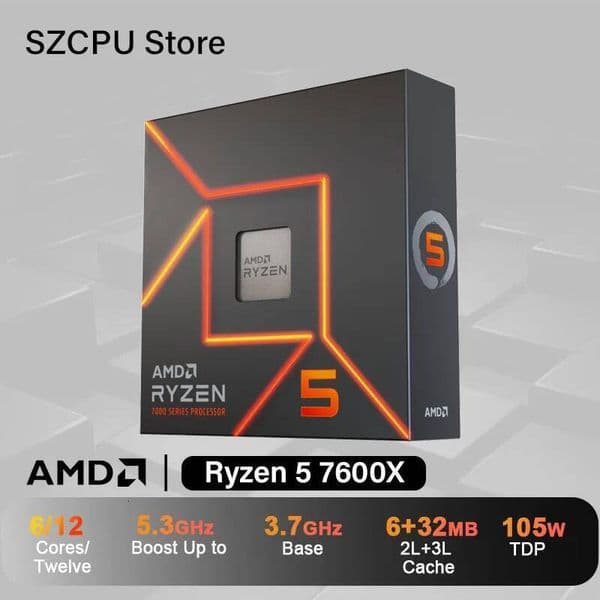 AMD Ryzen 5 7600X New R5 7600X 47 GHz 6-Core 12-Thread CPU 5NM L332M 100-000000593 Socket AM5 Sealed Without cooler