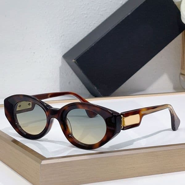 Y2K Spicy Girl Style Womens Designer Oval Glasses Fashion Outdoor Casual Sunglasses Tortoise Acetate Fiber Frame Gradient Lens Ultraviolet Protection VAJAMMIN