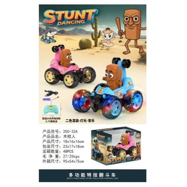 Stick Man Stunt Remote Control Car With Lights And Music Red And Blue Color Mix 23.3x17.3x18cm