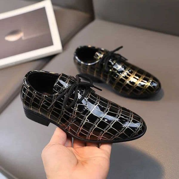 Boys Performance Shoe Pointed Toe Black White Children Leather Casual Shoes Fashion School Student Non-slip Kids Wedding ShoesL2605132PV1