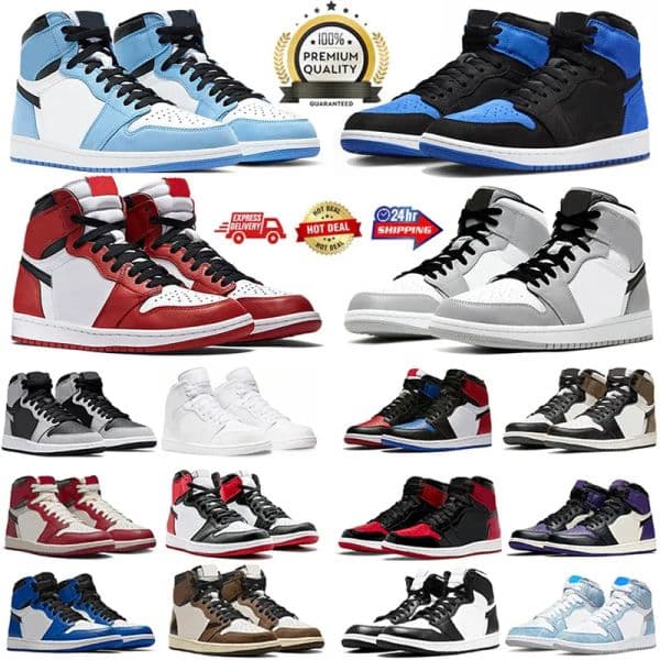 Designer 1s Basketball Shoes University Blue Leather Hyper Royal Smoke Grey Chicago Red Dark Mocha OG Digital Pink Men Women Sports trainers