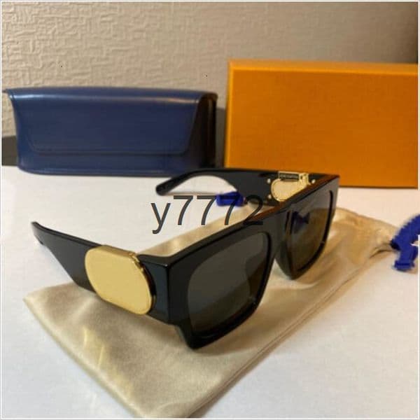 Sunglasses Link Frame Lens Black Gold Unisex sun glasses Men women man mens sunglasses Fashion UV400 Protection w/Bo J7XV