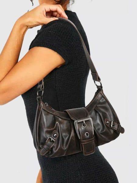 Hot Selling Maillard-Style Small Bag Spicy Y2K Wasteland-style Vintage Leather Shoulder Armpit Bag 2025 H260514