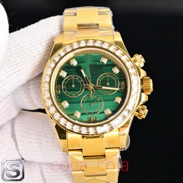 TOP quality men watches Chronograph 4130 Movement Sapphire 904L Stainless Dive Automatic mechanical Diamond Dial Bracelet Yellow Gold mens watchES