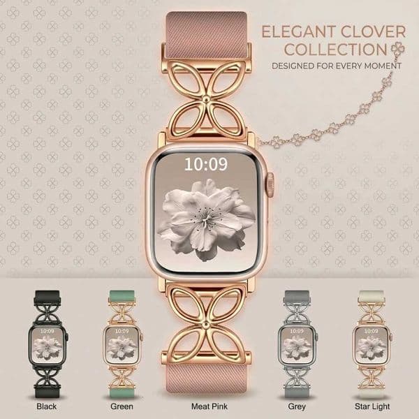 Four Leaves Clover Strap Elegant Nylon Band Compatible With Watch Dial of 38mm 40mm 41mm 42mm 44mm 45mm 46mm 49mm X260514