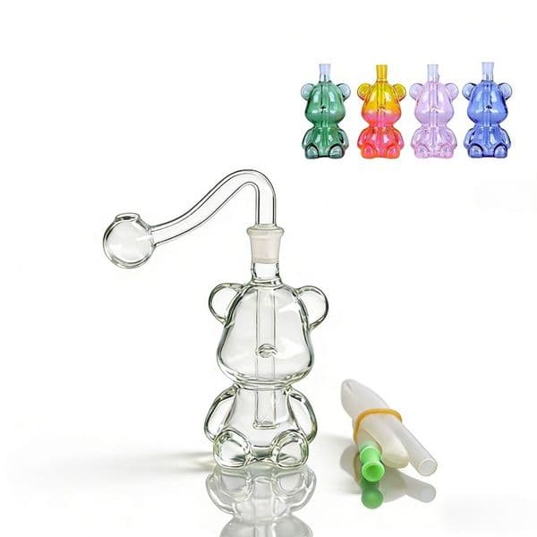 Wholesale Cute 10mm female Colorful glass oil burner bong pipe Thick heady mini portable water bong hookah for smoking with oil banger bowl and silicone hose