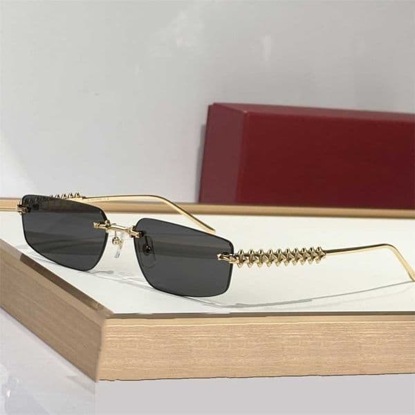 Cheap Designer glasses Cartins Frameless Sunglasses For Women High-end Fashionable Metal Rivet Leg Sunglasses For Men CT0544S