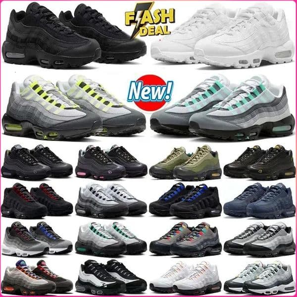 2026 Free Shipping Mens 95 95s Neon designer Running Shoes Classic Triple Black White Yellow Cool Grey Olive Midnight Navy Men Trainers Sports Sneakers size 36-45 Aa