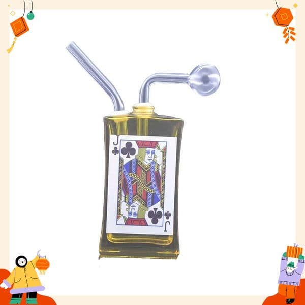 Wholesale Colorful Travel playing cards Design Glass Oil Burner Pipes Mini Glass Bong Percolator Smoking Water Pipe Bong with Removable Oil bowl