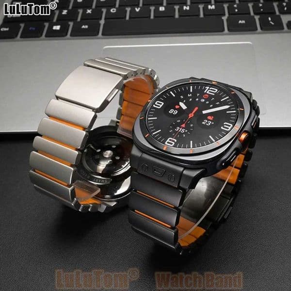 Pure Titanium/Stainless Steel Band for Galaxy Watch tra 2025 47mm 8/8Classic 40/44mm 46mm Fluoroelaster Rubber StrapJ260514