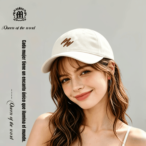 Women's Washed Cotton Baseball Cap with "MW" Embroidery, Adjustable Casual Dad Hat