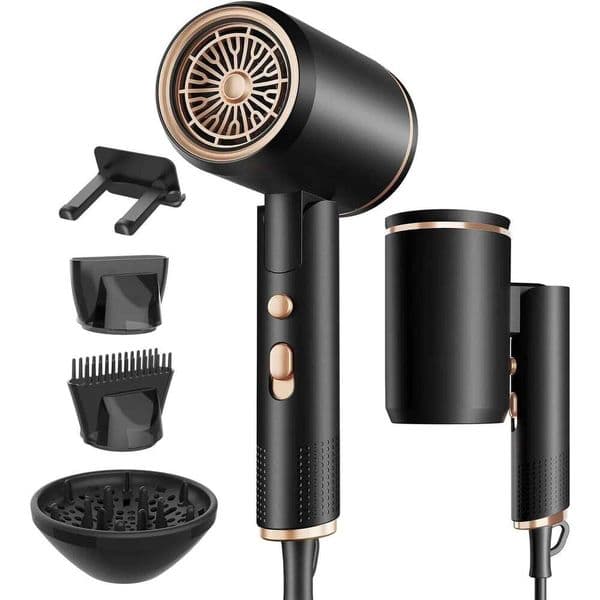 Foldable Portable Ionic Hair 1600W Compact Mini Blow Dryer with Diffuser Concentrator Comb Nozzle for Home Salon W260515