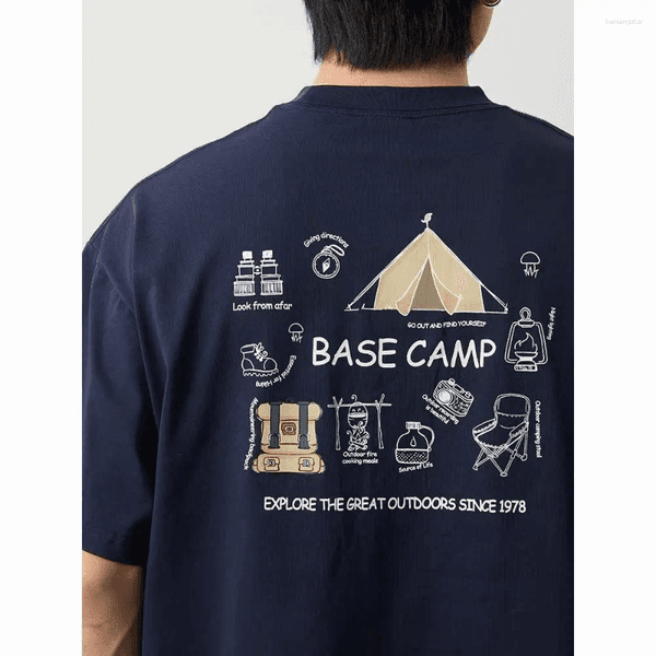Men's T Shirts Base Camp Explore The Great Outdoors Print Unisex Shirt 2026 Summer Oversized Cotton Outdoor Streetwear Tops For Men