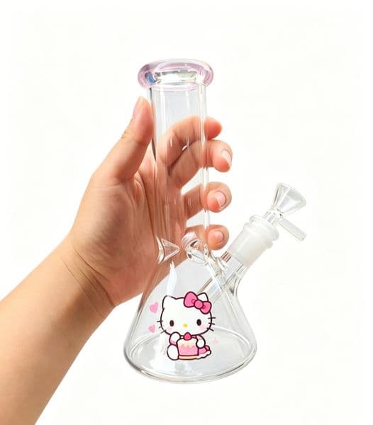Wholesale Portable Colorful Cute Hookah beaker Glass Tobacco Bong water pipes catcher thick material hookah with 14mm male downstem smoking bowl