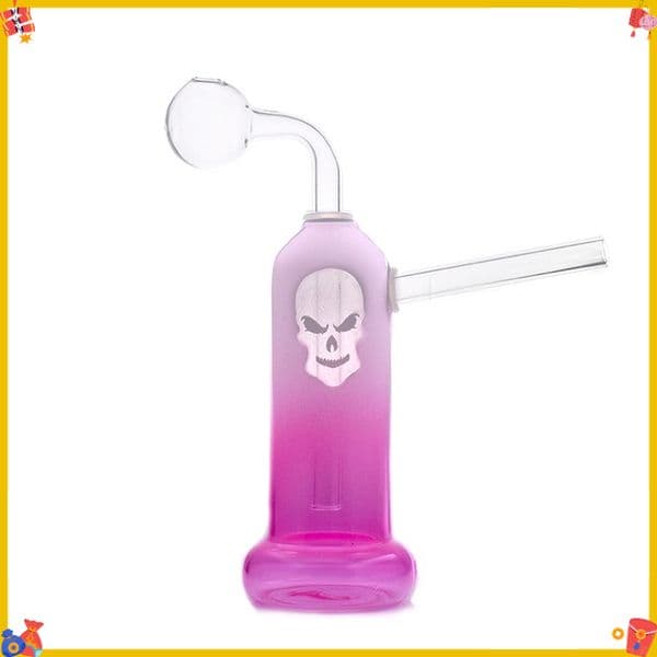 Skull Rainbow Colorful Glass Oil Burner Bubblers Pipes Straight Hand Pipe Mini Glass Bongs Hookah Smoking Water Accessories with Removable oil banger bowl