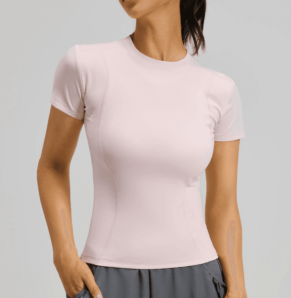 Summer thin sports tight yoga suit short sleeved women's running fitness top t-shirt