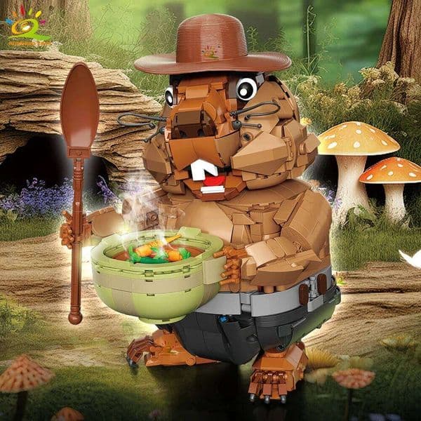 HUIQIBAO 1464PCS MOC Groundhog Model Building Block Marmot Animal Series Brick Construction Toy For Children Desk Home Decor.