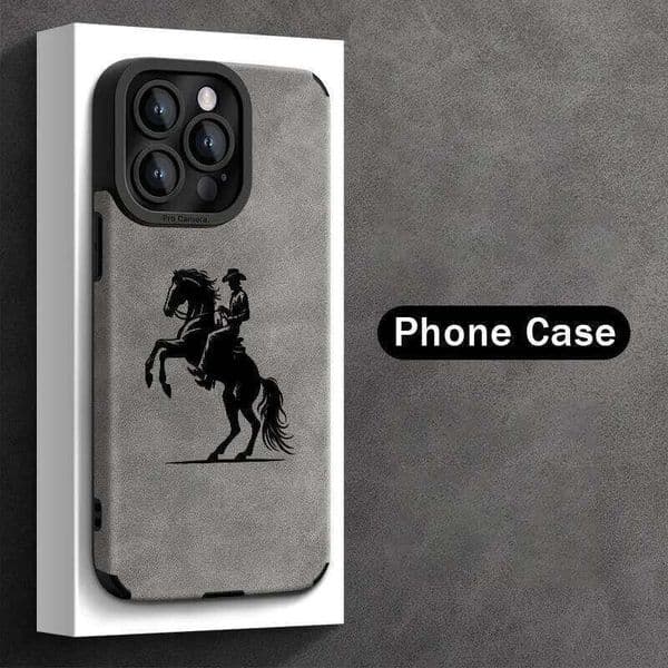 Fashion Western Cowboy And War Horse Faux Leather Phone Case For IPhone 17 16 15 14 Plus 13 12 11 Pro Max Air 16E X XR XS Cover 26Y0515