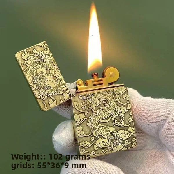 Handmade Brass Ultra-Thin Small Heavy Armor Oil Shaped Creative Windproof Engraved Custom Lighters Men's Lighter