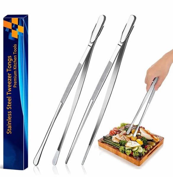 12inch Fine Tweezer Tongs Extra-Long Stainless Steel Tweezers for Kitchen Cooking Sea Food and BBQ ddmythur
