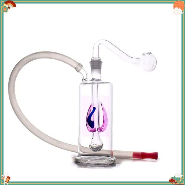 Wholesale Colorful Flower Inner Water Bubblers Glass oil burner Pipes cheap Mini water Bongs with 10mm Male Smoking oil banger bowl and silicone hose