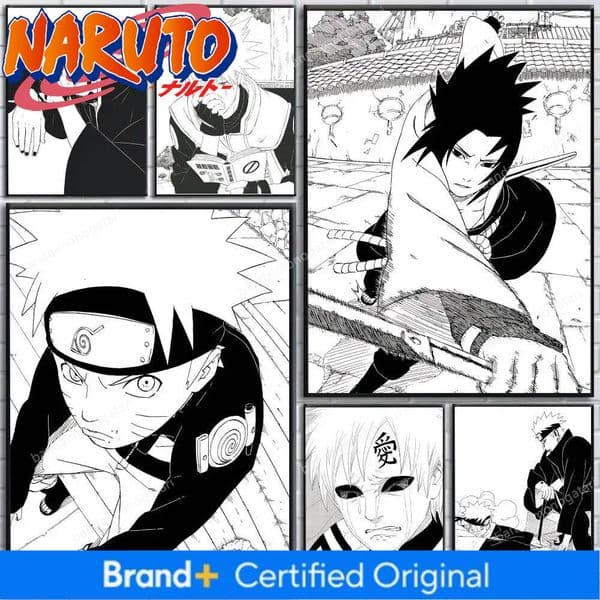Naruto Wallpaper Hot Anime Naruto Black And White Manga Posters Self-Adhesive Paper Print Home Living Room Bedroom Entrance Bar Cafe Art Hot Sell