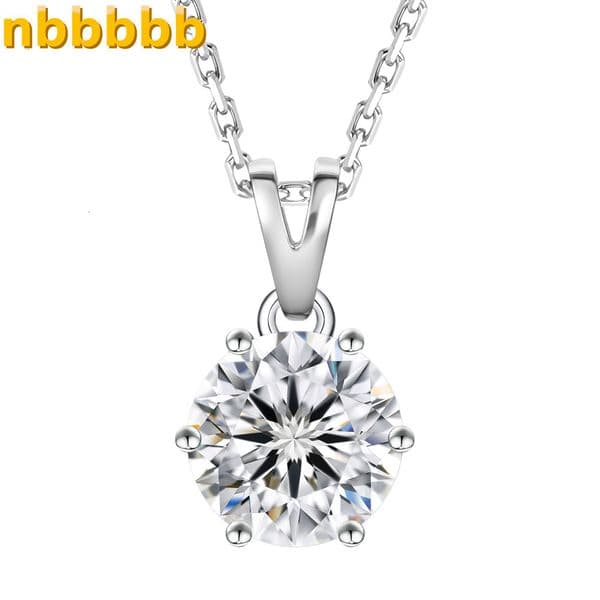 Moissanite Necklace Women Wedding Christmas Gift 925 Sterling Silver 1 VVS Grade Jewelry Lab Grown Gem Classic Pendant