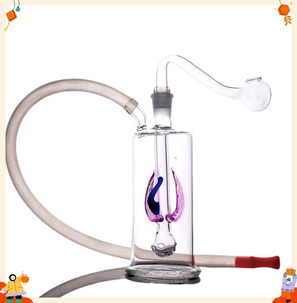 Colorful Flower Inner Water Bubblers Glass oil burner Pipes Portable Mini water Bongs with 10mm Male Smoking oil banger bowl and silicone hose