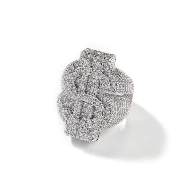 Mens Hip Hop Ring Jewelry High Quality Fashion Gold Rings Full Diamond Iced Out Dollar Rings
