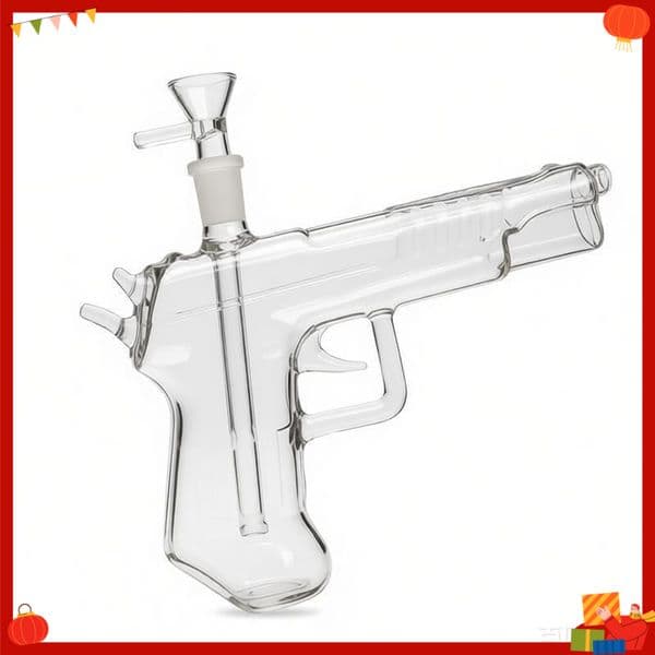 Clear Thick heady Travel Gun hookahs Smoking pipes glass oil burner bongs bubbler with downstem water tobacco pipes hand pipe with 14mm male glass oil banger bowl