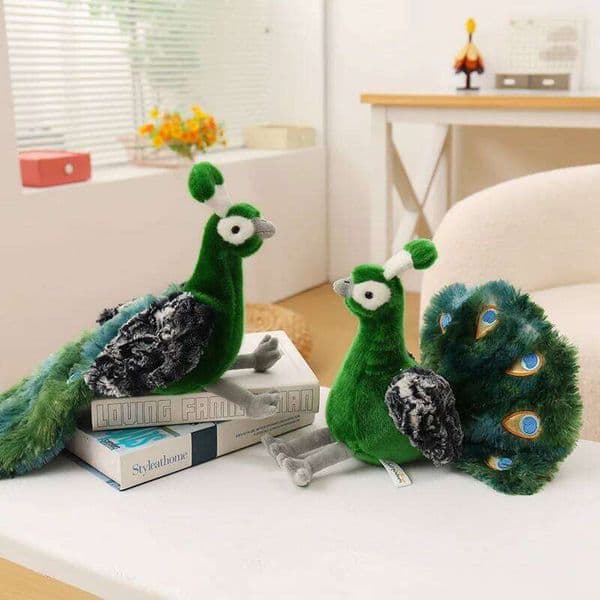 Kawaii Simulation Peacock Plush Spreading Tail Stuffed Beautiful Animal Peahen Doll Noble Creative Home Decor Birthday Gift